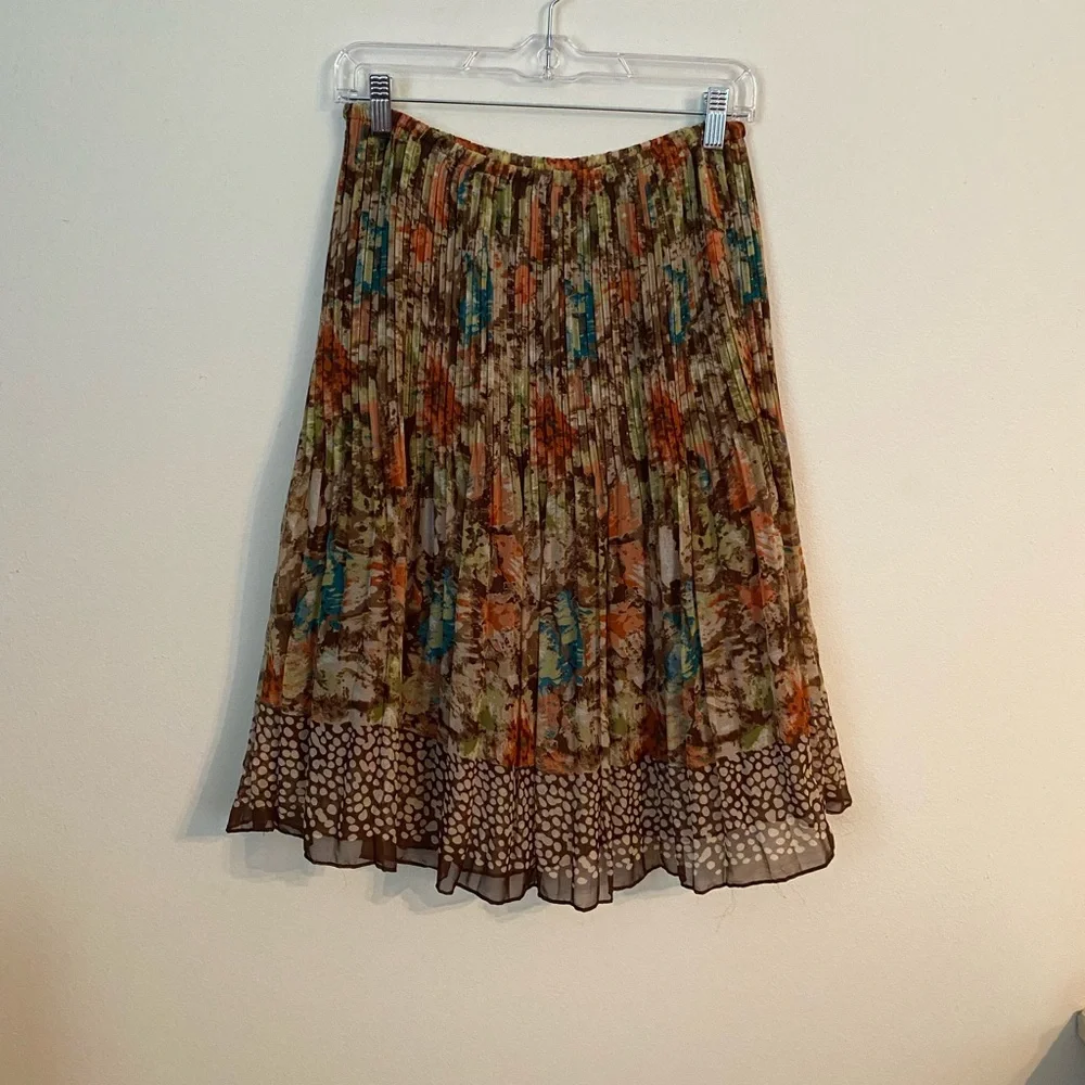 Metro Wear Brown Orange Blue Patterned Skirt Size Small - Picture 1 of 2
